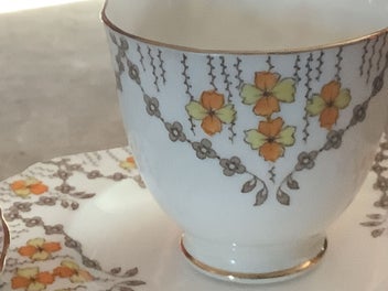 Listing 8 of 14 for 3 Pcs Cup & saucers Plant Tuscan 1930s FINE ENGLISH BONE CHINA, Made in England