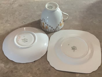 Listing 13 of 14 for 3 Pcs Cup & saucers Plant Tuscan 1930s FINE ENGLISH BONE CHINA, Made in England