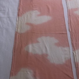 Listing 4 of 17 for Vintage Japanese Silk Pink Cloud Old Kimono Panels X2 Fabric Pieces