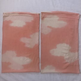 Listing 14 of 17 for Vintage Japanese Silk Pink Cloud Old Kimono Panels X2 Fabric Pieces