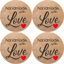 Listing 1 of 3 for Handmade With Love Stickers x 50 Business Seal Thank You Packaging Labels Gifts