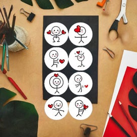 Listing 2 of 3 for Love Heart Stickers x 50 Funny Business Seal Thank You Packaging Labels Gifts