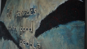 Listing 5 of 10 for LARGE OIL ON CANVAS - Evil Pervades When Good People Do Nothing