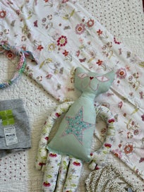 Listing 2 of 5 for Baby girl blanket shorts, headband, soft toy