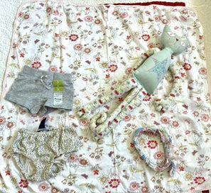 Listing 5 of 5 for Baby girl blanket shorts, headband, soft toy