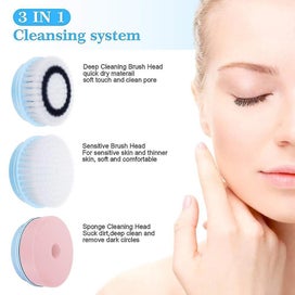 Listing 4 of 5 for 3 In 1 Face Cleansing Brush Silicone Facial Brush Electric Wash Face Machine D