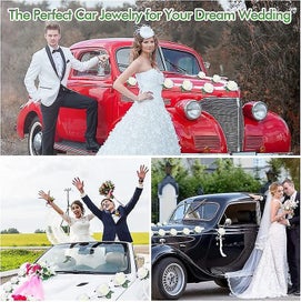 Listing 3 of 4 for Wedding Car Decoration Bridal Flower Decoration Romantic Ribbon Wedding Car De