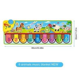 Listing 2 of 3 for Baby Musical Mat Toy Piano Keyboard Carpet Portable Multicolor Animal Blanket