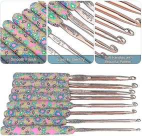 Listing 2 of 5 for Floral Crochet Hooks Set 9 Pack, Crochet Hook Sets Soft Grip, Lightweight