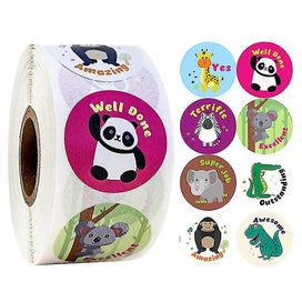 Listing 2 of 2 for 4 Roll 25mm Round Stickers For Kids Animal Pattern Diy Scrapbooking Sticker Labe