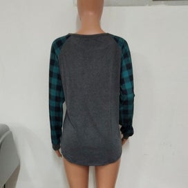 Listing 8 of 17 for Plain Long Sleeve Plaid Blouse