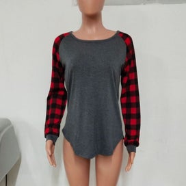 Listing 15 of 17 for Plain Long Sleeve Plaid Blouse