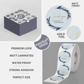 Listing 2 of 5 for 500 Pieces Business Thank You Stickers Roll 1.5" Round Size Thank You Stickers