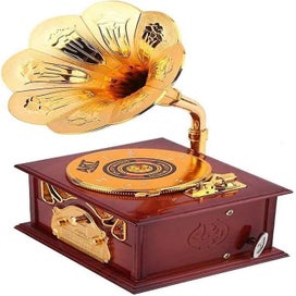 Listing 3 of 5 for Vintage Music Box Gramophone Mechanism Retro Small Plastic Jewelry Box For Bir