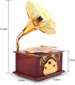 Listing 4 of 5 for Vintage Music Box Gramophone Mechanism Retro Small Plastic Jewelry Box For Bir