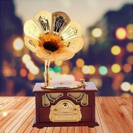 Listing 5 of 5 for Vintage Music Box Gramophone Mechanism Retro Small Plastic Jewelry Box For Bir