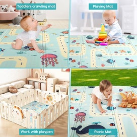 Listing 8 of 8 for Bopeep Kids Play Mat Baby Crawling Pad Floor Foldable XPE Foam Non-slip Ocean