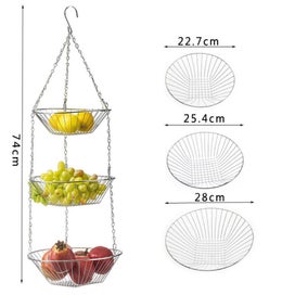 Listing 3 of 5 for 3-Tier Hanging Fruit Basket - Great Clever way to Store Your Fruit and Vegeta...