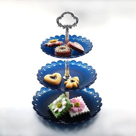 Listing 3 of 5 for With Handle 3 tier Plastic 3 Cake Stand Serving Stand Fruit Cupcake Dessert Sta