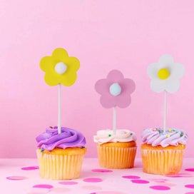 Listing 4 of 5 for Flower Cake Topper Kit - Decorate Your Birthday Party With Multicolor Flower Cup