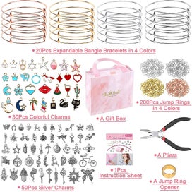 Listing 3 of 5 for 300pcs Bangle Bracelets Making Kit, Charm Bracelet Making Kit With Expandable Ba