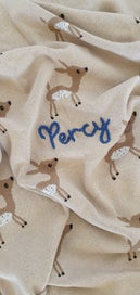 Listing 2 of 6 for Personalised Cotton Hand Embroidered Deer Baby Blanket