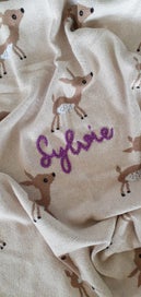 Listing 4 of 6 for Personalised Cotton Hand Embroidered Deer Baby Blanket