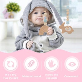 Listing 2 of 3 for 4 Pcs Baby Sensory Toys Baby Wooden Hanging Toys Kids Gym Toys Nursery Decors