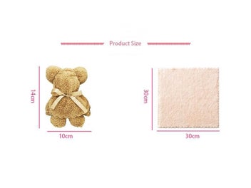 Listing 5 of 9 for 30x30cm Coral Velvet Fleece Bear Towel With Bag Absorbent Bathroom Towel