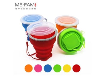 Listing 3 of 10 for Small Mini Telescopic Portable Silicone Folding Cup With Dstproof Cover