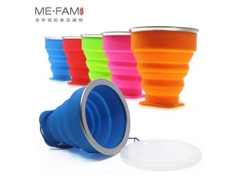 Listing 8 of 10 for Small Mini Telescopic Portable Silicone Folding Cup With Dstproof Cover