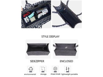 Listing 4 of 10 for Purse Insert Organizer For BOOK Tote Bag Insert Premium Purse Felt Insert