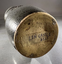 Listing 9 of 10 for Signed Len Castle Vase – with Decorative Motif c60s