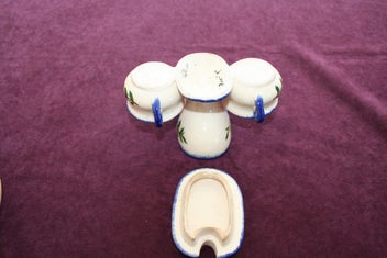 Listing 3 of 5 for CONDIMENT SET -BAD TASTE HUMOUR..QUIMPER FRANCE-HAND PAINTED