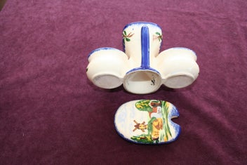 Listing 4 of 5 for CONDIMENT SET -BAD TASTE HUMOUR..QUIMPER FRANCE-HAND PAINTED
