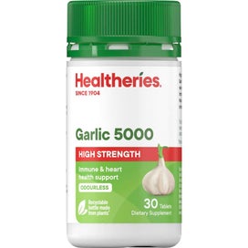 Listing 1 of 4 for Healtheries Dietary Supplement Garlic Odourless 5000mg Tablets 30pack
