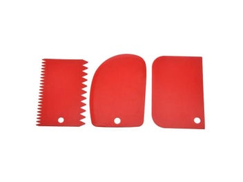 Listing 4 of 9 for 3pcs/set Red Baking Dough Cutting Scraper Thickened Three-Piece Cream Scraper