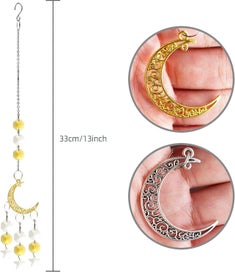 Listing 2 of 5 for 2 Pieces Crystal Sun Catcher Rainbow Prism Gold And Silver Moon Star Crystal