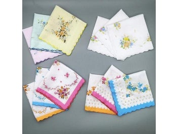 Listing 6 of 9 for 10 Pcs Vintage Cotton Women Hankies Embroidered Butterfly Lace Flower Hanky