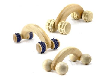 Listing 5 of 10 for New Natural Wooden Massager Curved Round Body Roller Massager Hands Push Bent