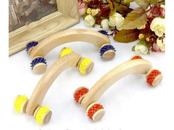 Listing 6 of 10 for New Natural Wooden Massager Curved Round Body Roller Massager Hands Push Bent