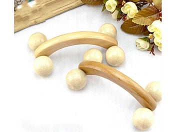 Listing 7 of 10 for New Natural Wooden Massager Curved Round Body Roller Massager Hands Push Bent
