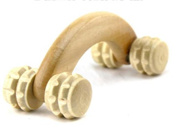 Listing 1 of 10 for New Natural Wooden Massager Curved Round Body Roller Massager Hands Push Bent