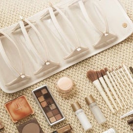 Listing 4 of 7 for Elosung White Roll Up Travel Makeup Bag Compact Cosmetic Organizer With Multiple