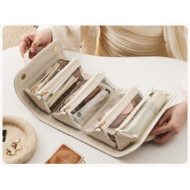 Listing 5 of 7 for Elosung White Roll Up Travel Makeup Bag Compact Cosmetic Organizer With Multiple