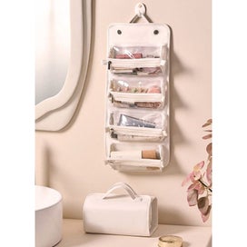 Listing 6 of 7 for Elosung White Roll Up Travel Makeup Bag Compact Cosmetic Organizer With Multiple