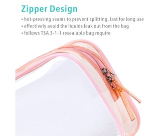 Listing 4 of 6 for 2pcs Clear Toiletry Bag Transparent Makeup Bags Set Waterproof Wash Bag - Pink