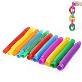 Listing 3 of 10 for Toy 12Pcs Pop Tubes Plastic Stretch Fidget Pop Fun Toys Sensory Stress Relief Ga
