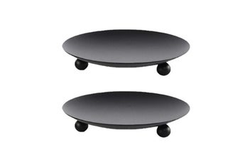 Listing 2 of 3 for 2Pcs Candle Holder Decorative Iron Pillar Candle Plate Stand for Weddings Dinnin