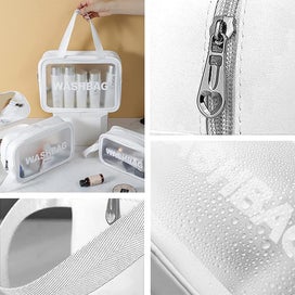 Listing 3 of 6 for 3Pcs PVC Cosmetic Bags for Makeup Travel Toiletry Wash Bags -White